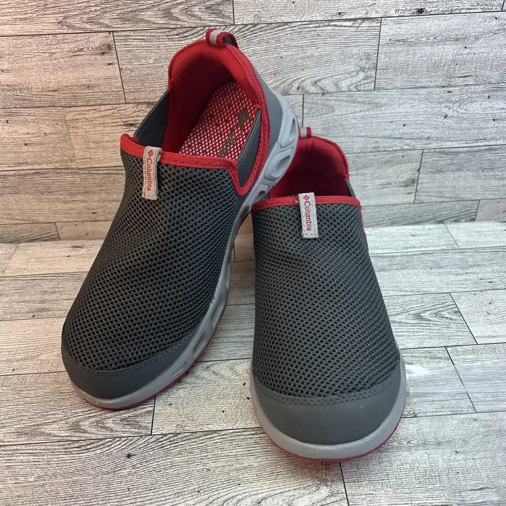 Columbia Gray Red Unisex Big Kid  Slip‎ On Moccaswim Water Techlite Shoe Size 5